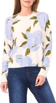 CeCe by Cynthia Steffe Floral Pullover Sweater in New Ivory at Nordstrom Rack, Size X-Large