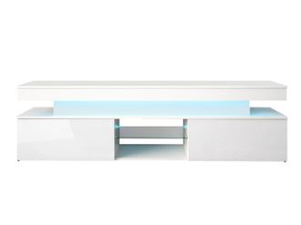 Mirjan24 Mueble Tv Monfero, Blanco + Blanco Brillante, N&uacute;mero De Puertas: 0, N&uacute;mero De Cajones: 0, 190x54x39cm, Led