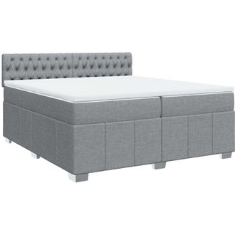 vidaXL Vidaxl - Cama Box Spring Con Colch&oacute;n Tela Gris Claro 200x200 Cm