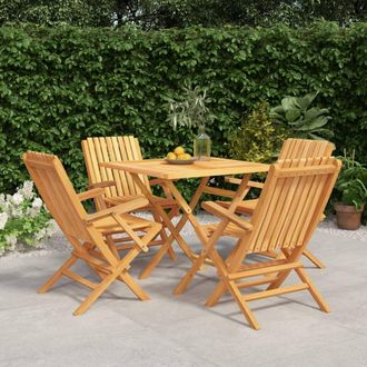 Berkfield Home 5 Piece Garden Dining Set Solid Wood Teak in Brown