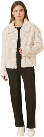 Yumi Textured Faux Fur Jacket in Cream at Nordstrom, Size 12