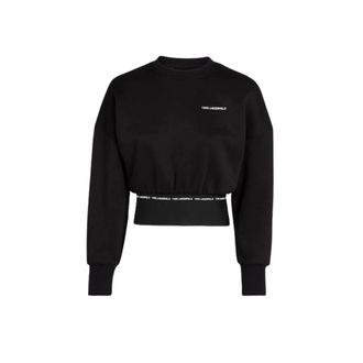 Karl Lagerfeld Hoodies & sweatvesten, Dames, Zwart, M, Katoen, Branded Elastic Sweatshirt