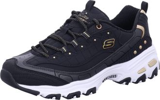 Skechers Womens 149267 Bkgd Sports Shoes, Schwarzer Duraleather mit goldfarbenem Rand, 2.5 UK