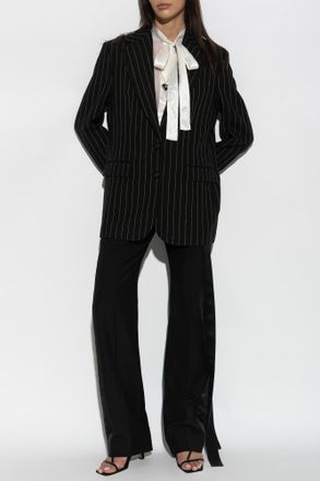 Dolce & Gabbana Oversize Blazer With A Striped Pattern, Womens, Black