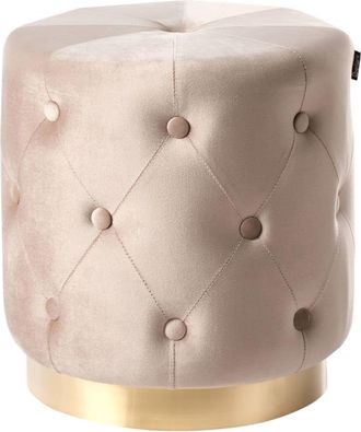 Beliani Puf terciopelo blanco crema