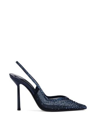 Le Silla Pumps Nicole con cristalli e cinturino posteriore 100mm - Blu