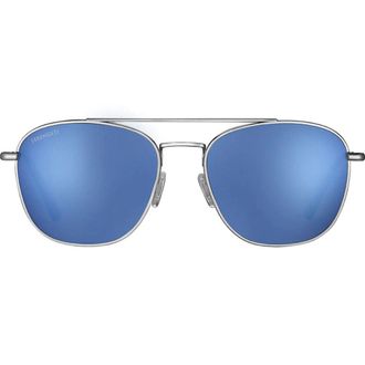 Serengeti Eyewear Carroll Large Large Aviator-Style Sunglasses with Reflective Blue Lenses