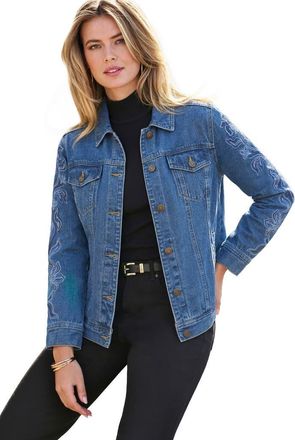Jessica London Classic Cotton Denim Jacket in Blue at Nordstrom, Size 22