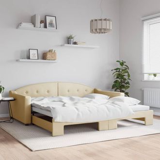 vidaXL Sof&aacute; Cama Nido Tela Crema 100x200 Cm Vidaxl
