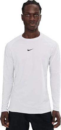 Nike Pro Top Warm Long Sleeve Crew Mens Workout White/Black : 2XL, Polyester/Spandex