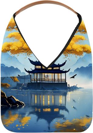 Generic Night Lake View Reusable Lightweight Grocery Bags - Foldable Into Compact Pouch, Washable & Sturdy, Multipurpose for Shopping and Travel