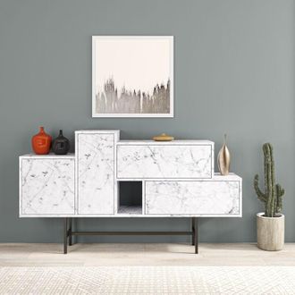 Decortie Decortie - Hermes Console Sideboard Display Unit White Marble Effect White Marble Effect - White Marble Effect