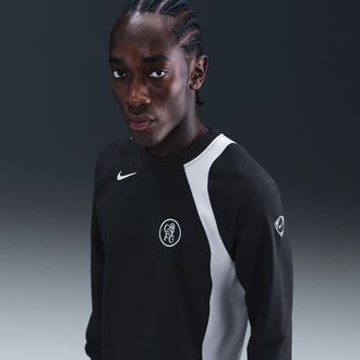 Nike Chelsea FC Third Nike Mens Total 90 Soccer Crew-Neck Top in Black | HQ9776-010