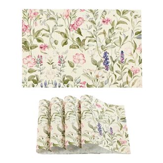 OEM Juego De 4 Manteles Individuales Florales Para Primavera Y Verano, Resistentes Al Calor, Antideslizantes, Lavables, Duraderos Y Fabricados En Vinilo D
