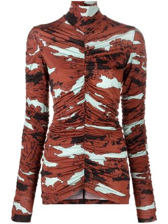 Colville Top a collo alto con stampa astratta - Blu