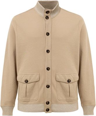Gran Sasso Beige Knopen Trui - Heren - Zomerjassen - Beige - 3XL - Katoen - Jassen
