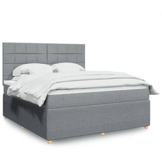 vidaXL Vidaxl - Cama Box Spring Con Colch&oacute;n Tela Gris Claro 180x200 Cm