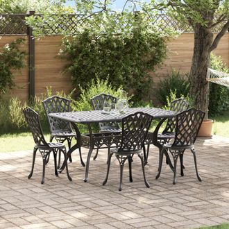 vidaXL Conjunto De Comedor De Jard&iacute;n 7 Pcs Negro Aluminio Vidaxl