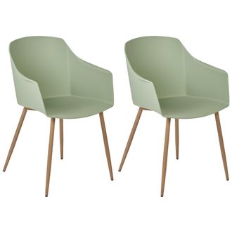Beliani Beliani - Conjunto De 2 Sillas De Comedor Verde Claro Madera Clara Reposabrazos Fonda Ii