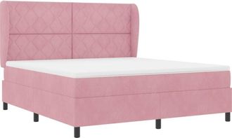 vidaXL Box Spring Bed with Mattress Pink 180 x 200 cm Velvet vidaXL