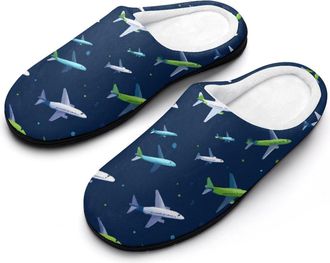 Generic Airplane Planes Funny Mens Cotton Slippers Shoes Novelty Soft Non-Slip Sole Home Shoe