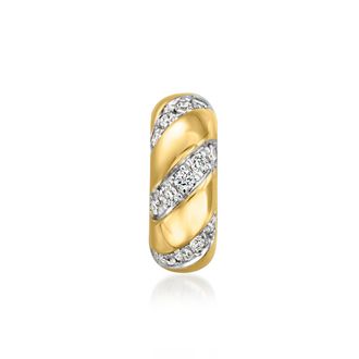 Ross-Simons Lab-Grown Diamond Striped Bead Charm in 18kt Gold Over Sterling