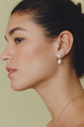 Nadri Sunflower Pearl Drop Earrings