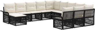 vidaXL Conjunto De Sof&aacute;s De Jard&iacute;n 12 Uds. Negro Y Blanco Crema Vidaxl