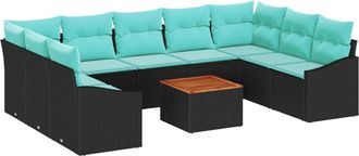 vidaXL Conjunto De Sof&aacute;s De Jard&iacute;n 10 Pcs Negro Rat&aacute;n Sint&eacute;tico Vidaxl
