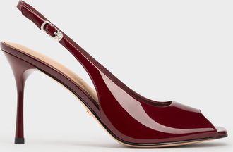 Charles & Keith Kyra Patent Peep-Toe Slingback Heels