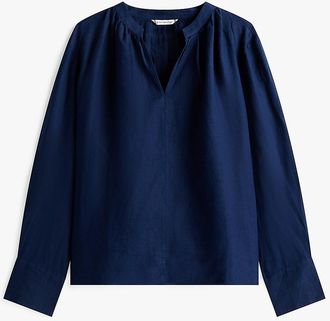Tommy Hilfiger Womens Linen V-Neck Top - Blue - 10