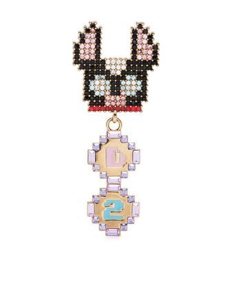 Dsquared2 crystal-embellished drop earring - women - Brass/Crystal - OS - Gold