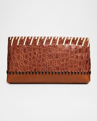 Dries Van Noten Embossed Leather Clutch Bag