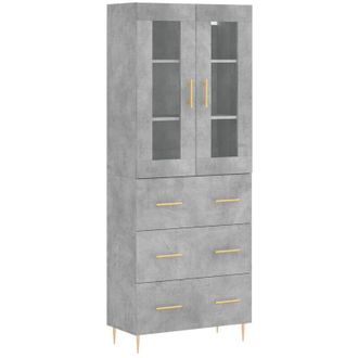 vidaXL Vidaxl - Aparador alto madera contrachapada gris hormigón 69,5x34x180 cm