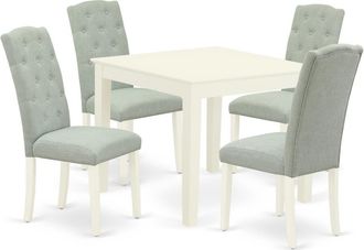 East West Furniture Dining Room Set Linen White, OXCE5-LWH-15