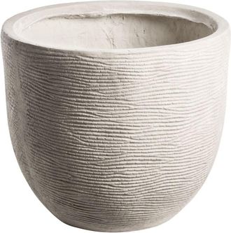 Beliani Maceta Para Exterior E Interior De Mezcla De Arcilla Y Fibras Redonda 47 X 47 X 40 Cm Alta Pintada Gris Claro Lixouri