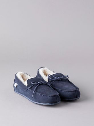 Lakeland Leather Mens Sheepskin Moccasins in Navy - Blue - Size UK 12