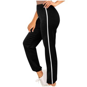 Generic Sport Pants for Women Elasticated High Waist White Stripe Running Trousers - Womens Sweatpants Activewear Trousers Tracksuit Bottoms Workout Gym Yoga 
