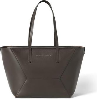 Brunello Cucinelli Calfskin small BC Duo bag in Dark Mahogany at Nordstrom