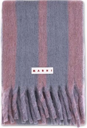 Marni Sciarpa a righe con frange - Grigio