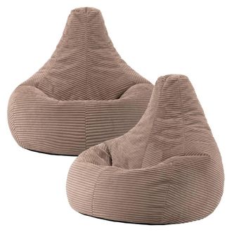 Icon Brand Dalton Cord Adult Bean Bag Chair, Set of 2 in Brown | Size: Medium