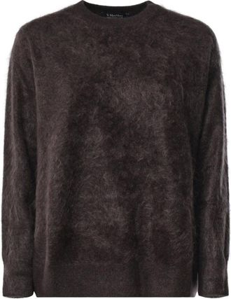 Max Mara Gebreide trui met ronde hals van geborsteld puur kasjmier - Dames - Truien - Bruin - Maat: M Kasjmier