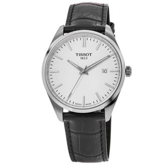 Tissot PR 100 Quartz White Dial Leather Strap Mens Watch T150.410.16.011.00