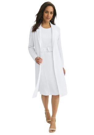 Jessica London Belted Jacket Dress in White at Nordstrom, Size 28