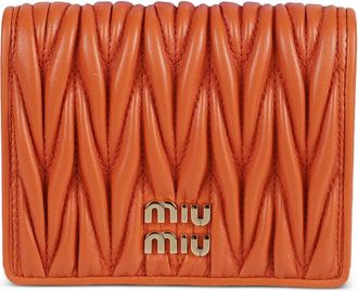 Miu Miu Matelassé portemonnee met logo - Oranje