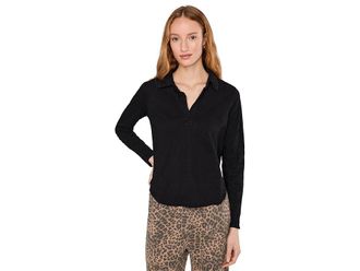 Mod-o-doc Long Sleeve Easy Polo T-Shirts Womens Clothing Black 1 : LG (US 12-14), Cotton