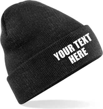 Generic Personalised New Embroidered Beanies Workwear Knitted Beanie Hat Custom Beanie Workwear Your Text Logo Embroidery (Charcoal)