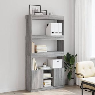 Berkfield Home Highboard&not;Grey Sonoma 92x33x180 cm Engineered Wood in Grey | Size: 92 x 33 x 180 cm
