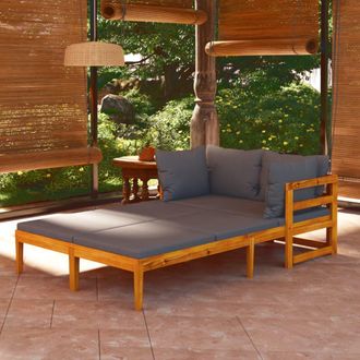 vidaXL Vidaxl - Tumbonas Con Cojines Gris Oscuro 2 Unidades Madera De Acacia