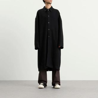 Rick Owens Mens Manteau Boutonn&eacute; Brad Coat Noir Black
